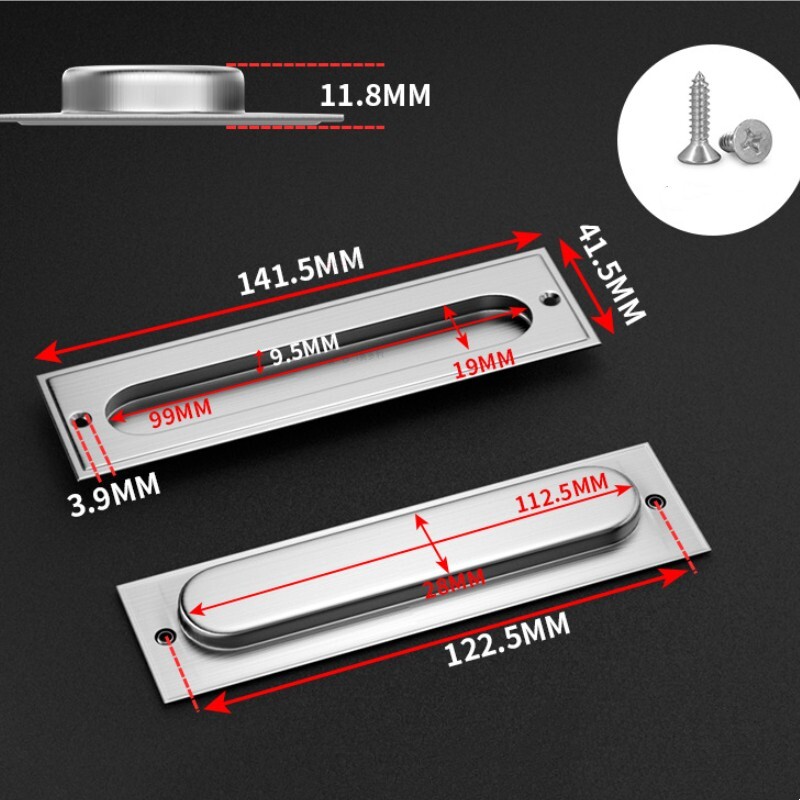 Drawer Cabinet Cupboard Rectangular Flush Pull 14cm Length Door Handle 2Pcs