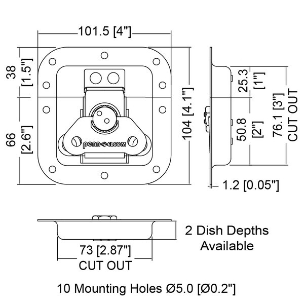 Medium Latch with Hexagonal Nut in Offset Dish 4456