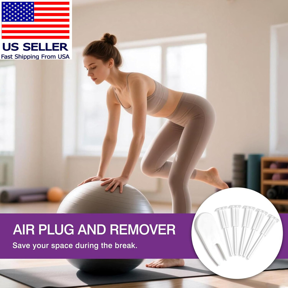5 Air Stopper Plugs + 1 Remover Tool – Exercise Ball Plug Replacement Kit for Yo