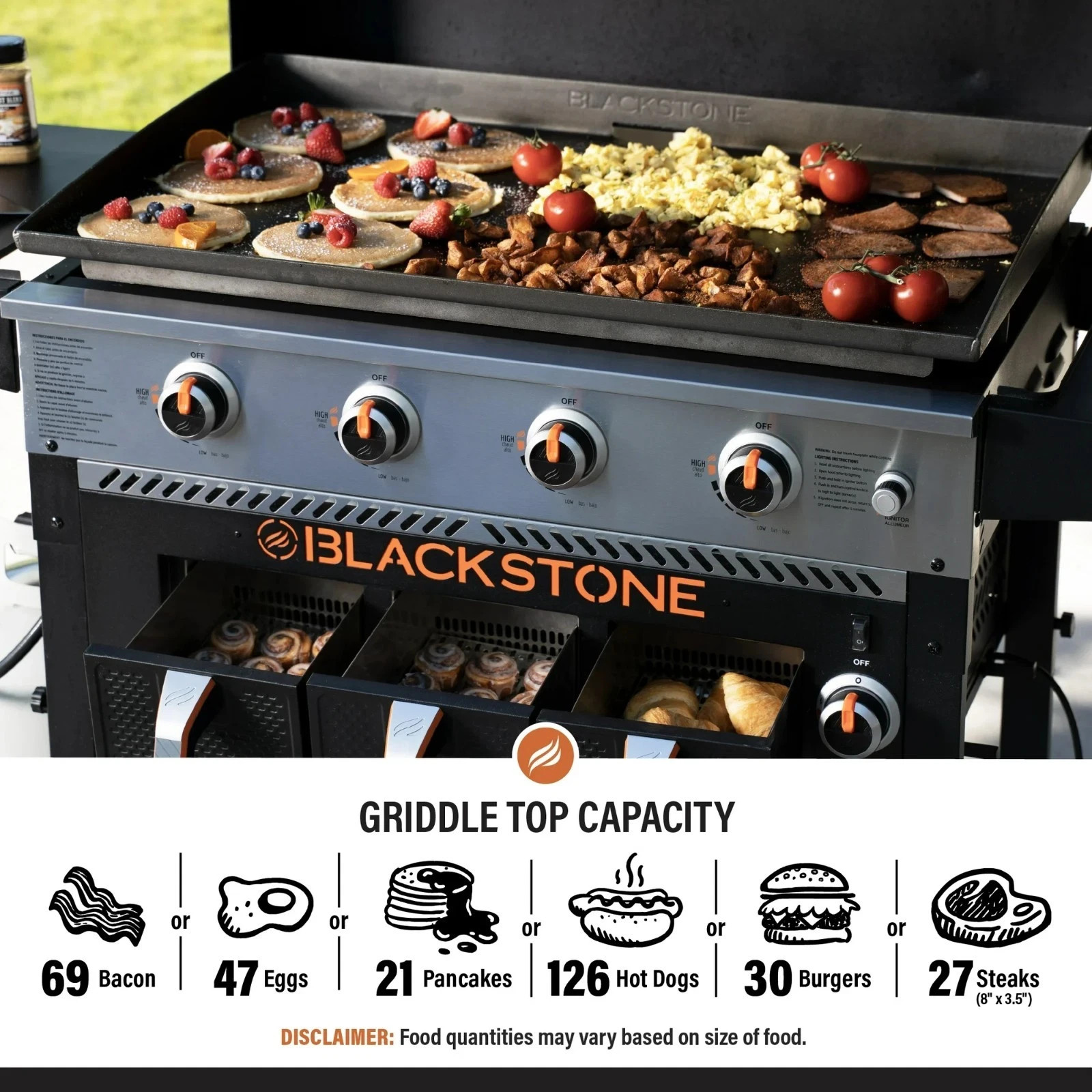 Blackstone Outdoor Combo Griddle, 4-Burner 36" Propane Flat Top Grill