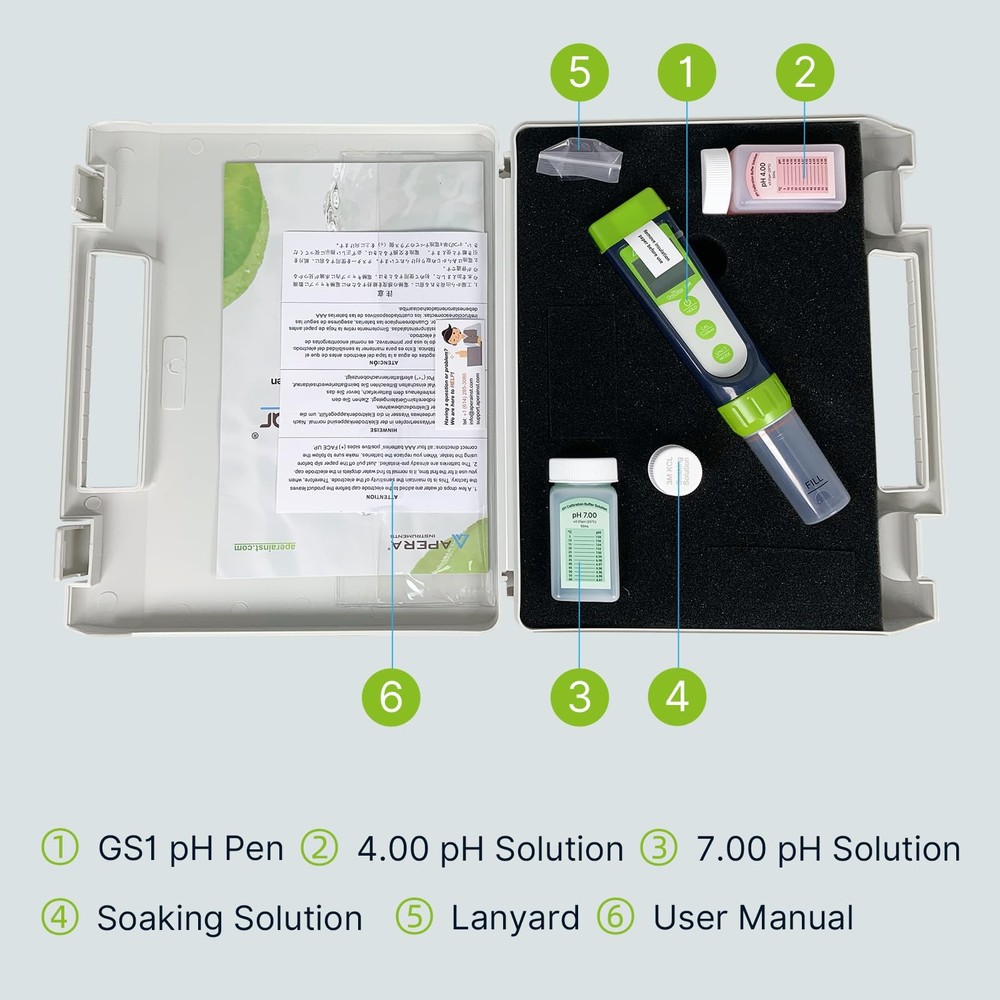 Apera Instruments AI101G GroStar Series GS1 pH Pen Tester Kit with Replaceable
