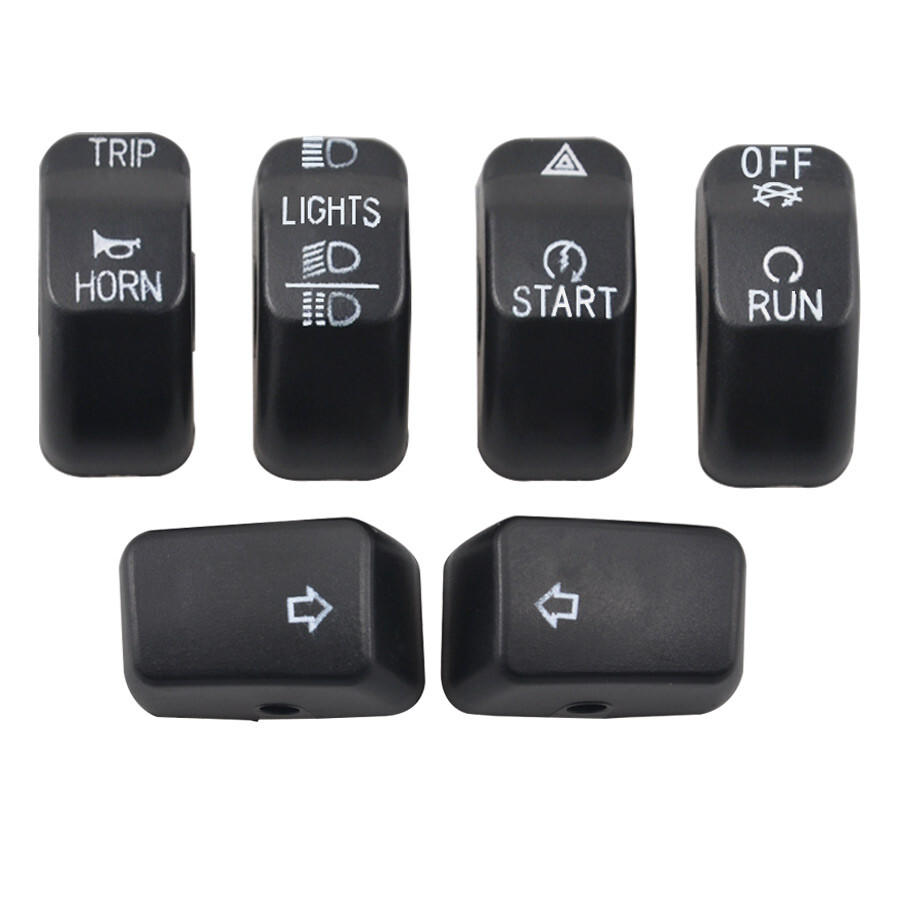 6pcs Black Hand Control Switch Button Caps For Harley Breakout FXSB 2013-2015