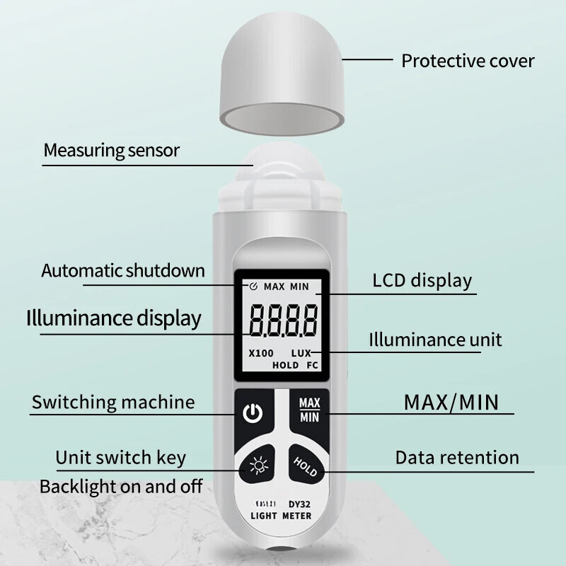 5.43” Portable Range Light Meter High Precision Illuminometer Photometer Tester