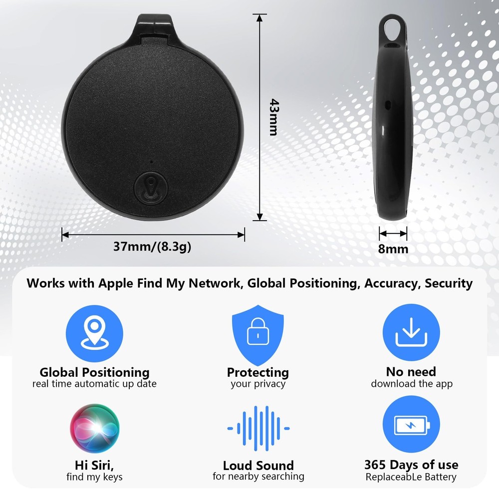 Tracker Tags 4 Pack Apple MFi Certified Bluetooth 5.4 Tracker with Replaceabl...