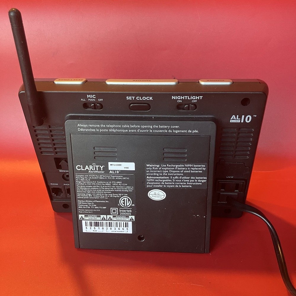 Clarity AlertMaster® Visual Alert System AL10™ Base Unit Only TESTED