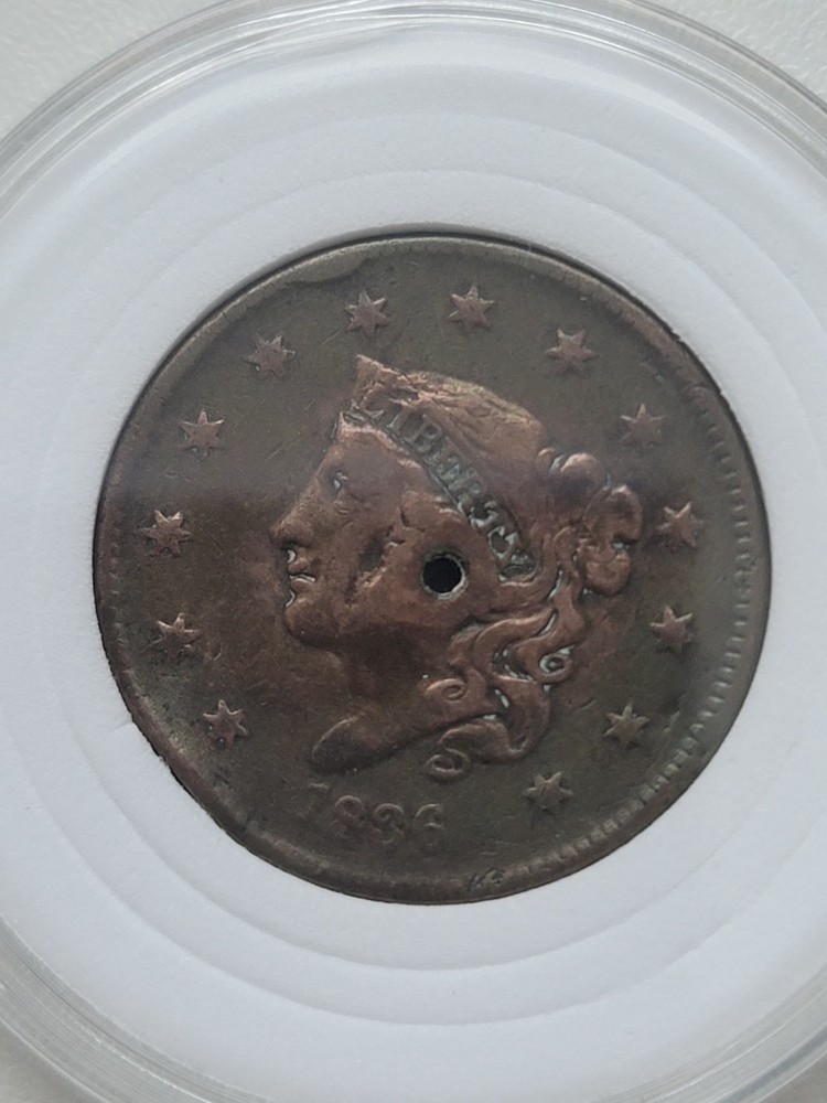 1836 CORONET HEAD LARGE CENT