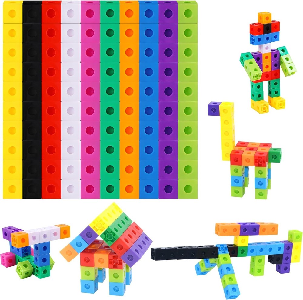 Quality 100 Math Linking Cubes for Early STEM Learning - Safe & Durable
