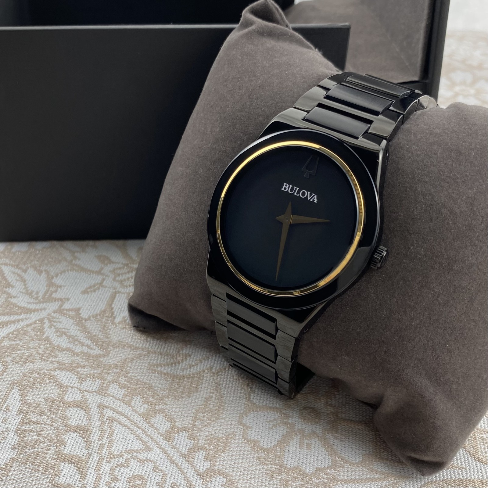 Bulova Millennia 98A313 Men's Quartz Watch 41mm Black Gold Dial Stainless Steel