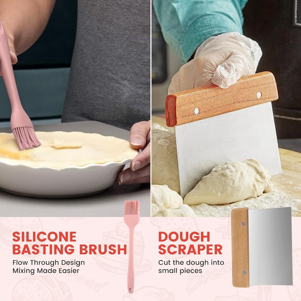 Sourdough Starter Kit Bread Baking Supplies | Proofing Basket Jar Tools Set
