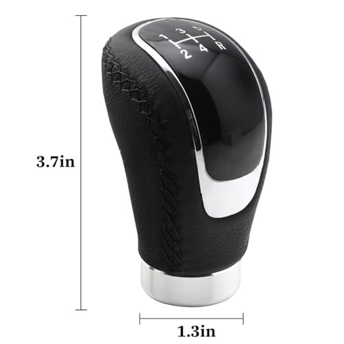 5 Speed Shift Knob, Weighted Manual Gear Shifter Knobs, Leather Gear Black