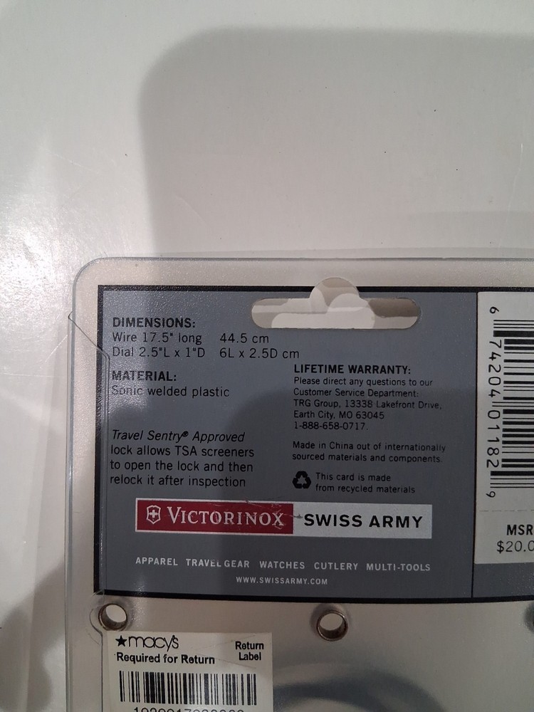 Extra Long Cable Loop Lock Victorinox Travel Lock