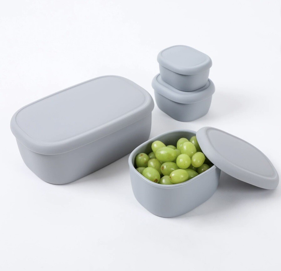 Blue Gingko Unbreakable Durable Silicone Food Storage Nesting Container Set