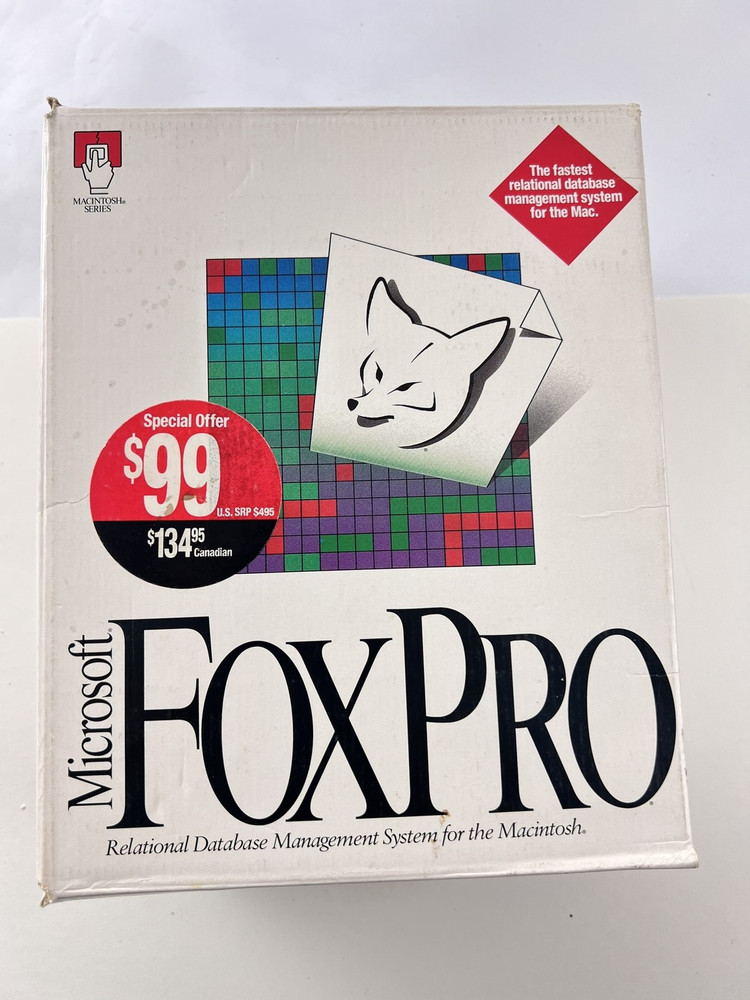 Vintage Microsoft FoxPro 2.5 Macintosh Relational Database System Complete Boxed