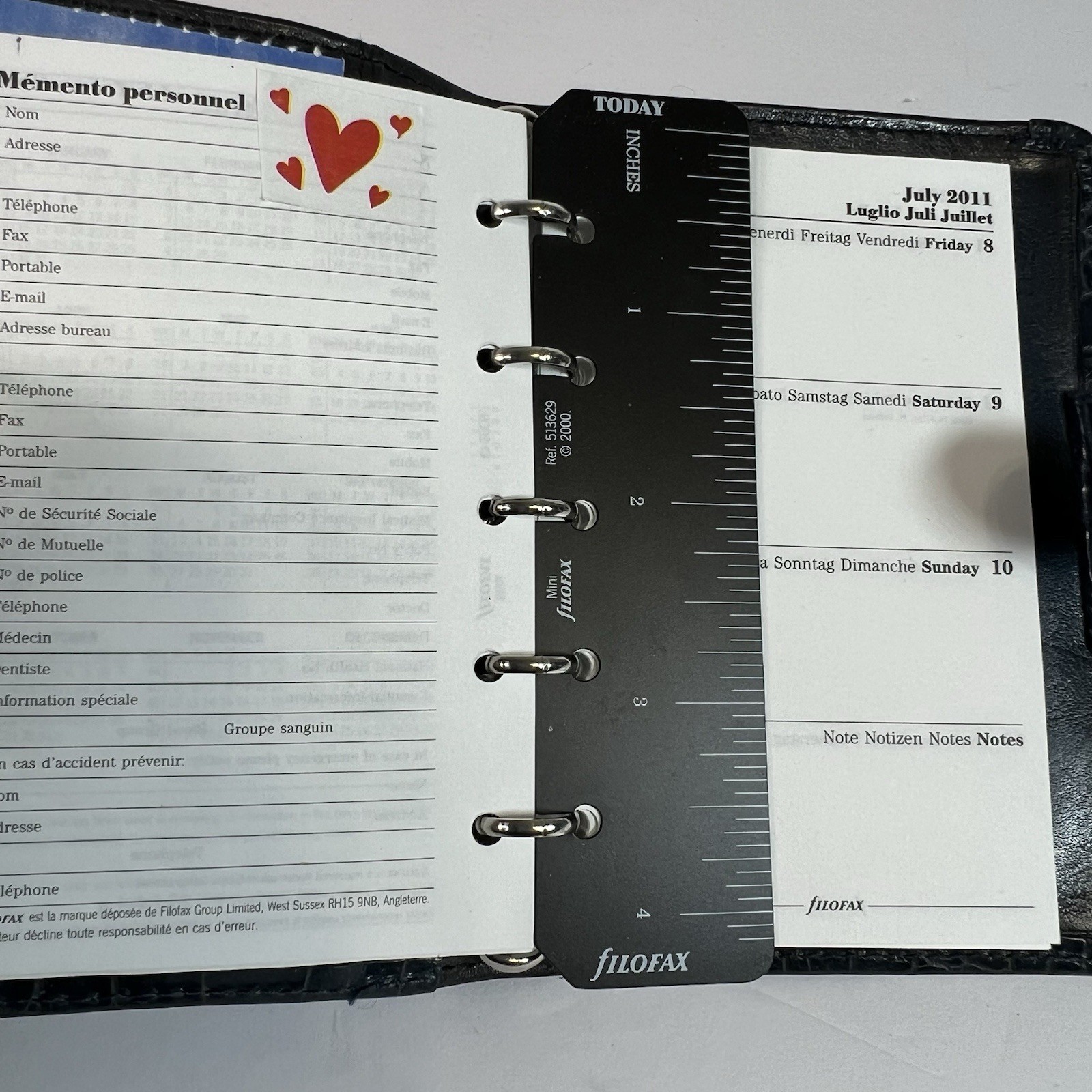 Vintage Filofax Ascot Mini Ring Croc Embossed LeatherPlanner USA Made