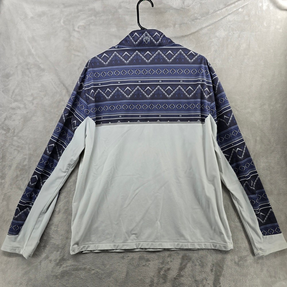 Greyson Size Large Blue White Aztec Geometric 1/4 Zip Golf Pullover Sweater