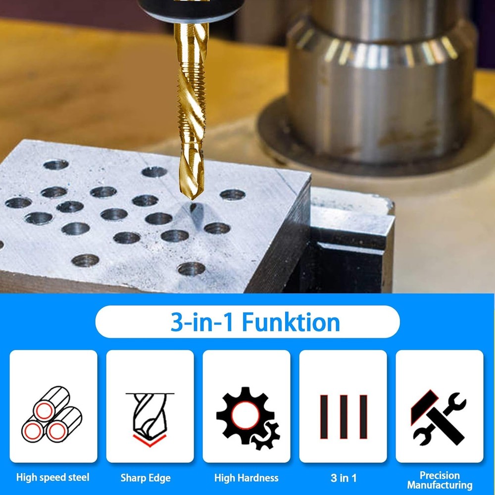 6-pc 6-32NC Combination Drill Tap Bit Set SAE, Thread 6 Pcs