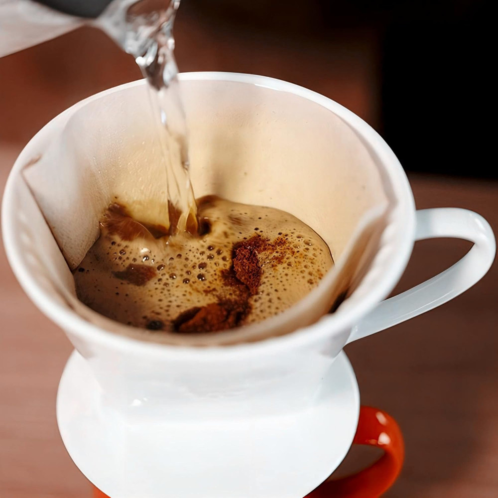 Pour over Ceramic - Coffee Dripper Ceramic Coffee Maker with 3 Holes Flat Bottom
