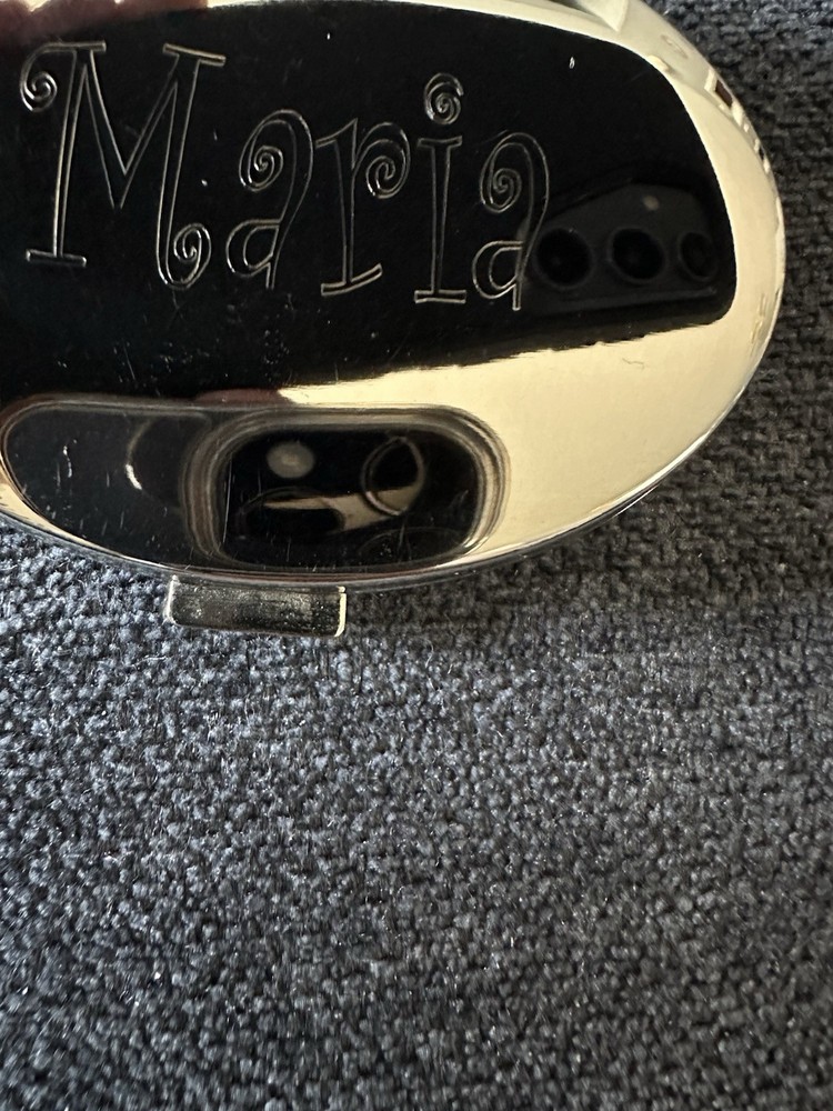 Maria Monogram Small Compact With Mirror Silver Plate.