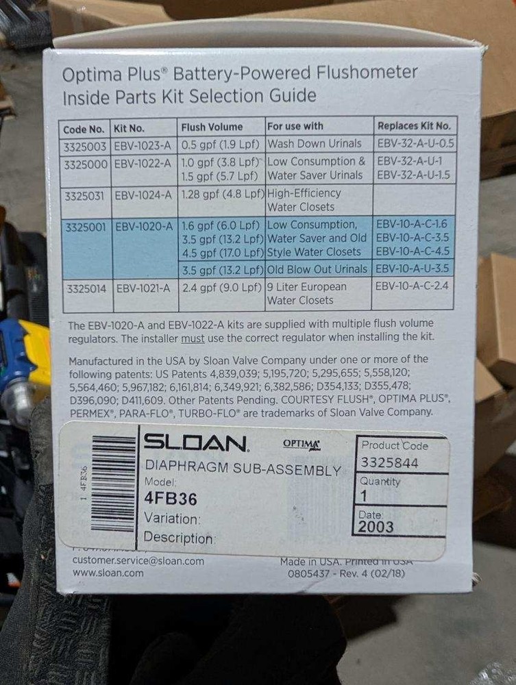 Sloan 4FB30 Replacement Kit