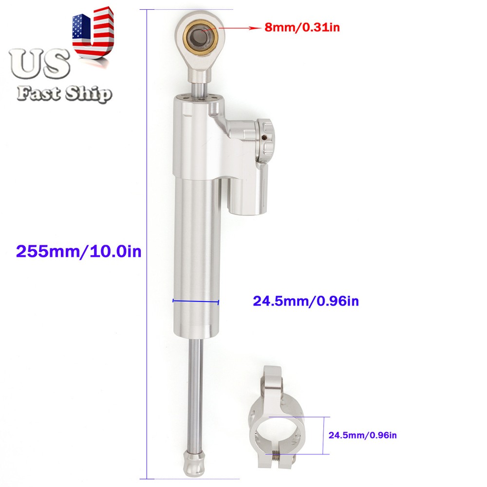 CNC Silver Steering Damper Stabilizer Linear Reversed For Motorcycle Scooters