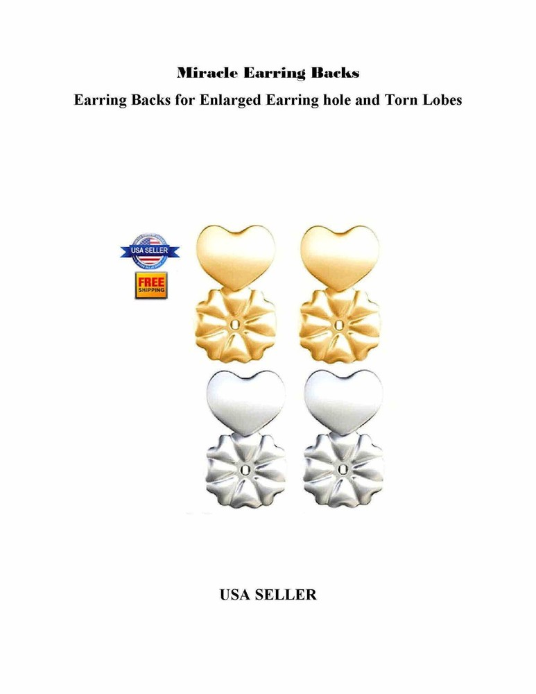 2pr. Magical Earring Lifter Backs for Drooping-Torn Earrings Hole