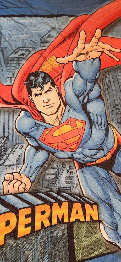 Superman Comforter/Blanket, Approx. 59 X 83 (Single?)  Plain Blue In Back