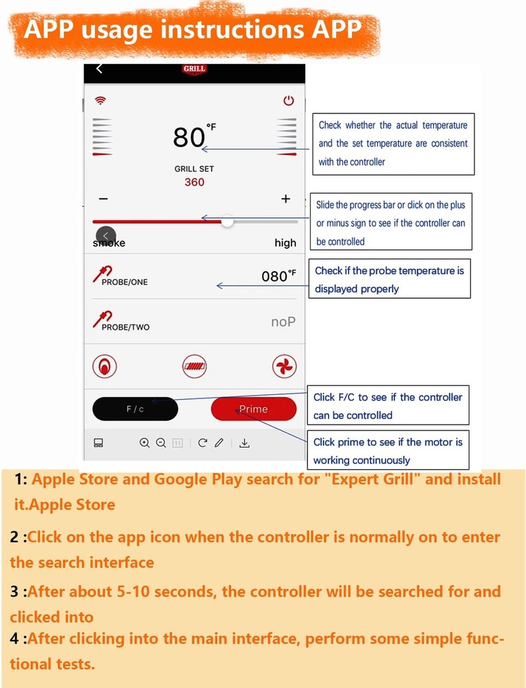 Replacement Expert Grill Digital Thermostat Controller Board with Bluetooth F...