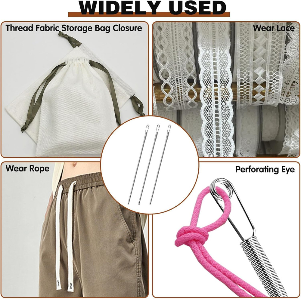 3-Piece Spring Drawstring Threader Tool for Hoodies and Apparel