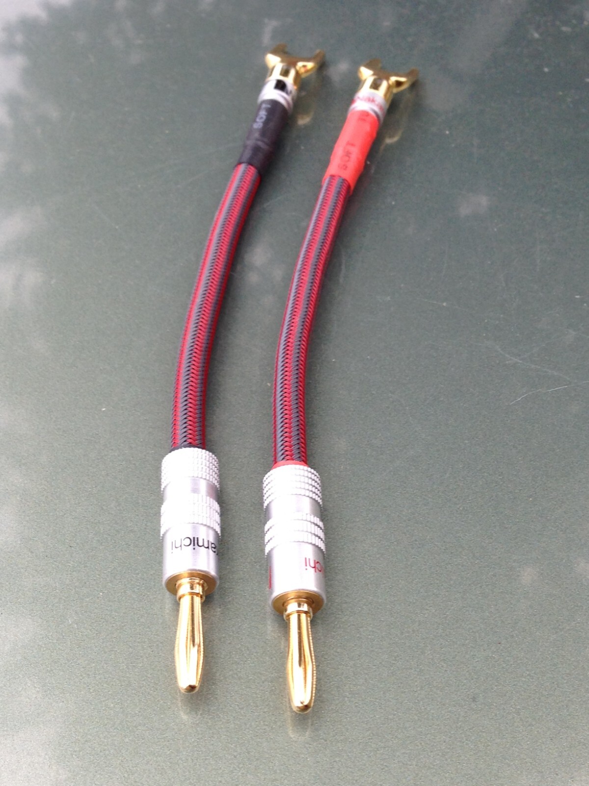 Pair Mogami Audiophile Bi Wire Speaker Jumper Cable Spade to Banana