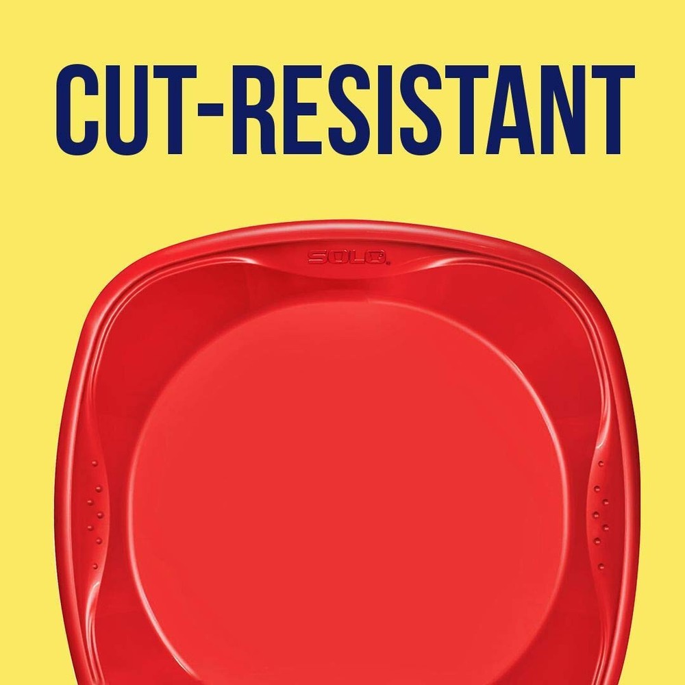SOLO Squared Plastic Plates Red 10.25" Quantity 120 Deep Dish with Grip Dimples