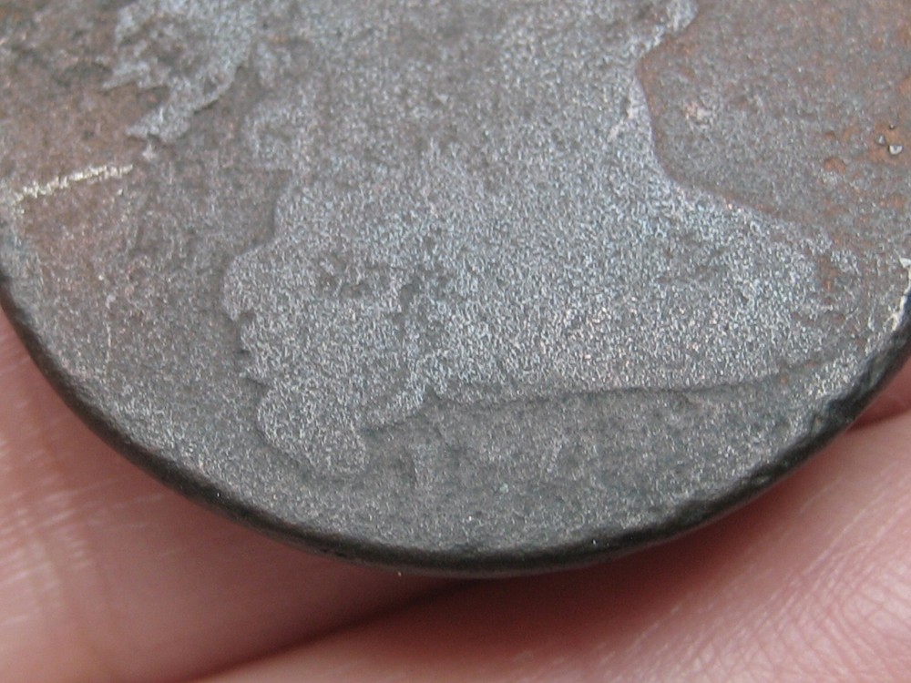1798 Draped Bust Large Cent Penny- S-166, Reverse Die Break