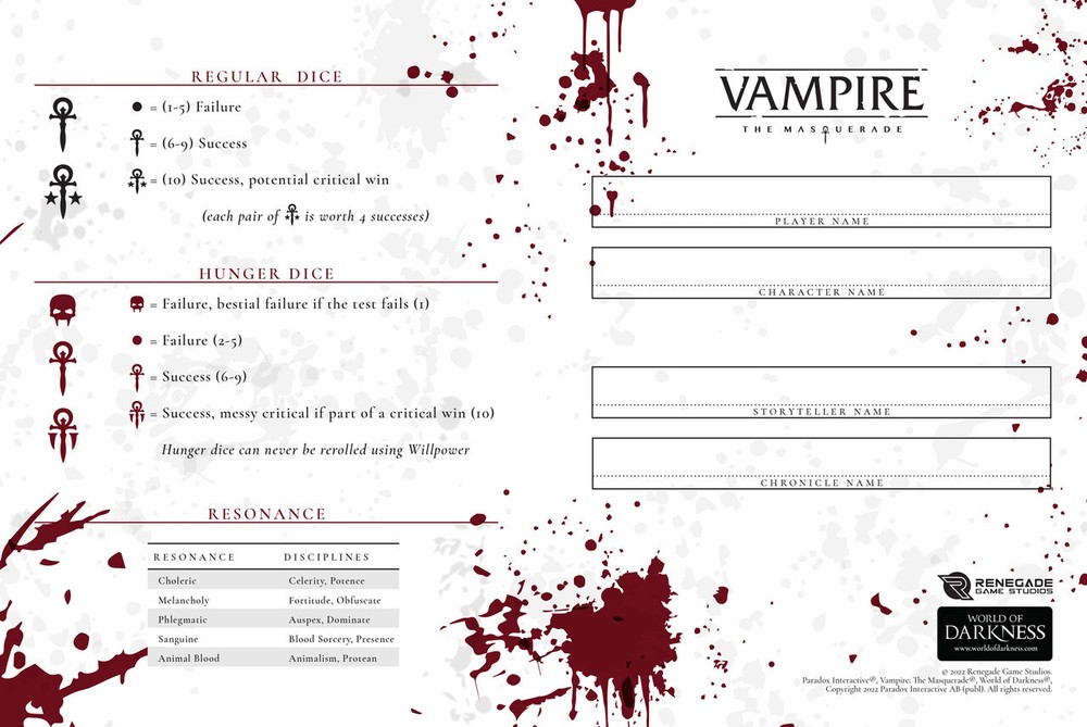Vampire: The Masquerade 5th Edition Roleplaying Game Expanded Character Journal