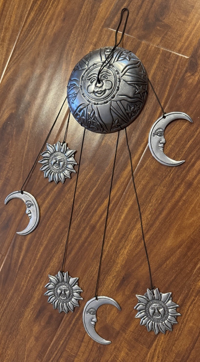 Pewter Metal Wind Chimes Celestial Sun&Moon 2000s Pier 1 Imports