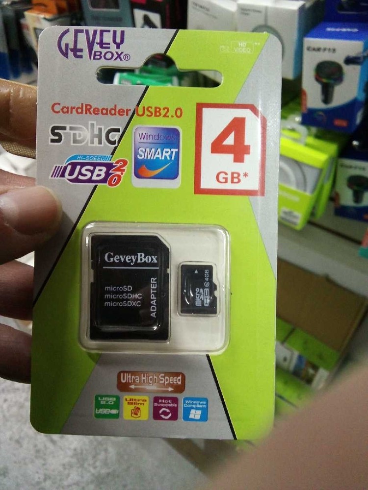Micro SD 4GB Memory Card with SD Adapter Class 10