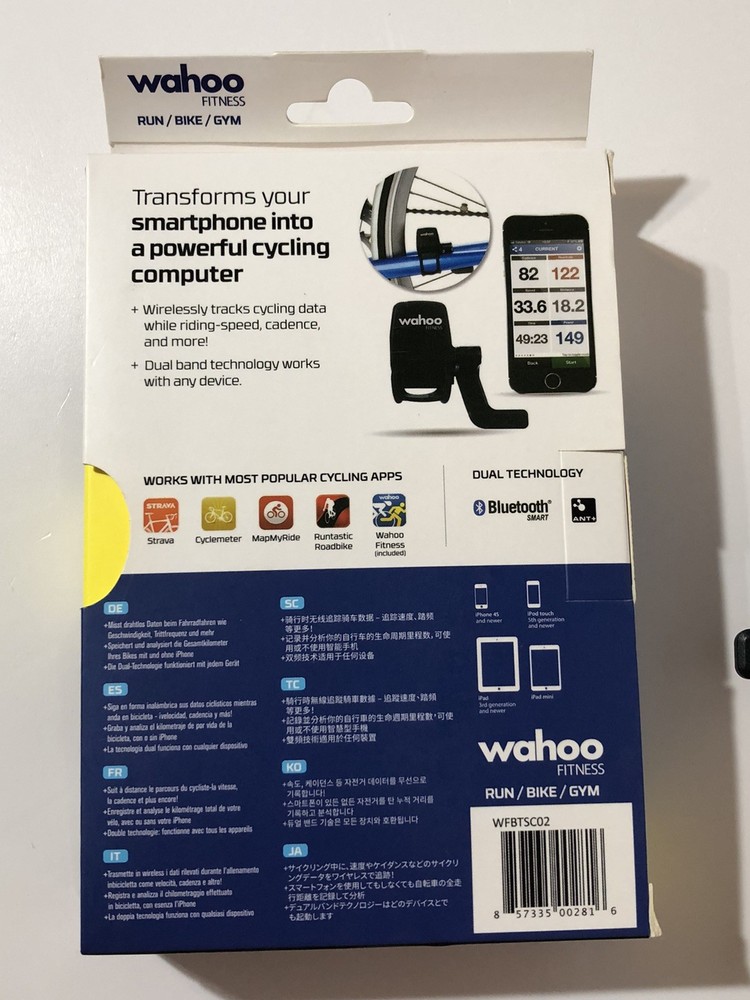 Wahoo Blue SC Speed/Cadence Sensor BT/ANT+ Compatible