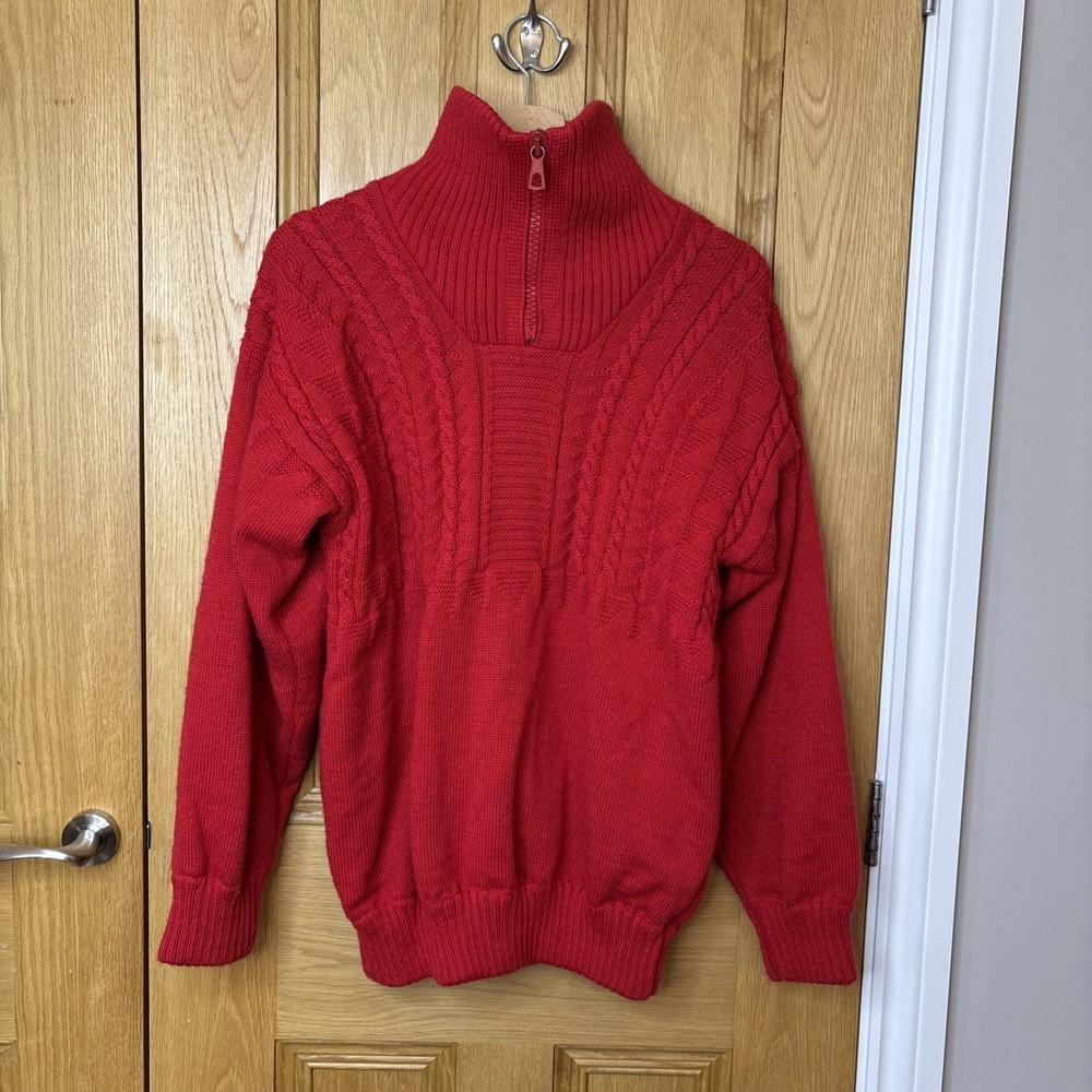 Denbigh Wind Stopper Pullover Mens Medium Blue Popover Golf 100% Wool Jacket