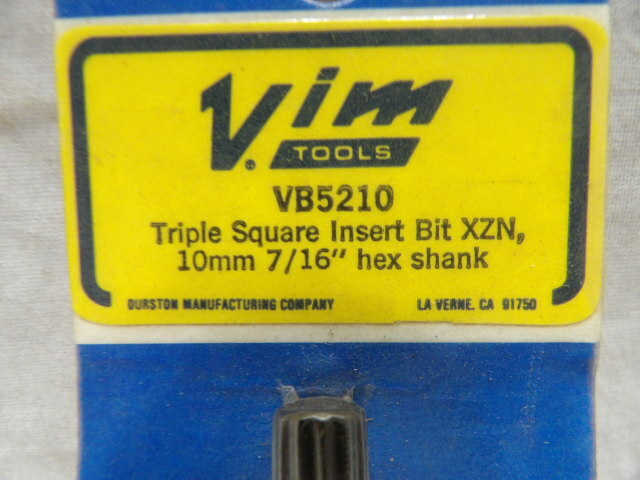 VIM VB5210 Triple Square Insert Bit XZN 10mm 7/16" Hex Shank