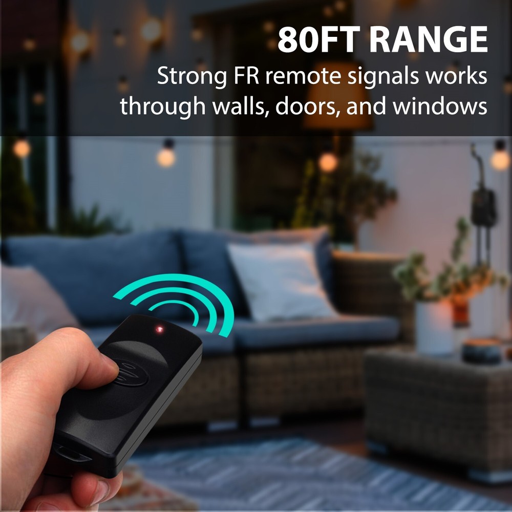 Weatherproof Outdoor Light Wireless Remote Control 2 Outlet Power Switch Plug