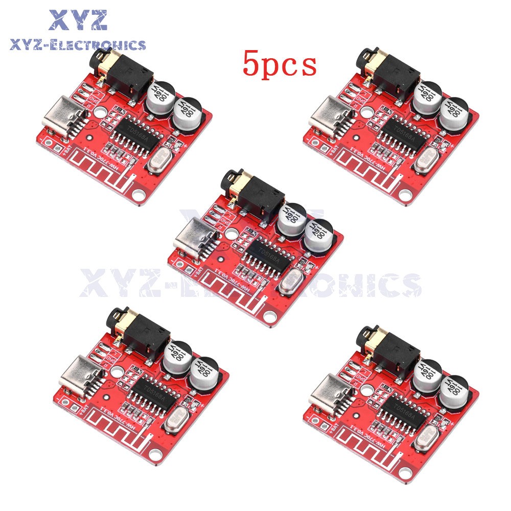5pcs 3.7-5V Type-c Mini Bluetooth Audio Decoder Board MP3 Audio Receiver Module