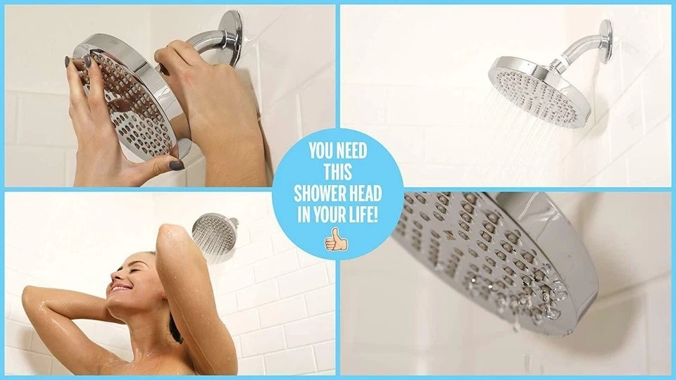 Luxury Shower Head High Pressure Rain Bathroom Chrome Showerhead Adjustable