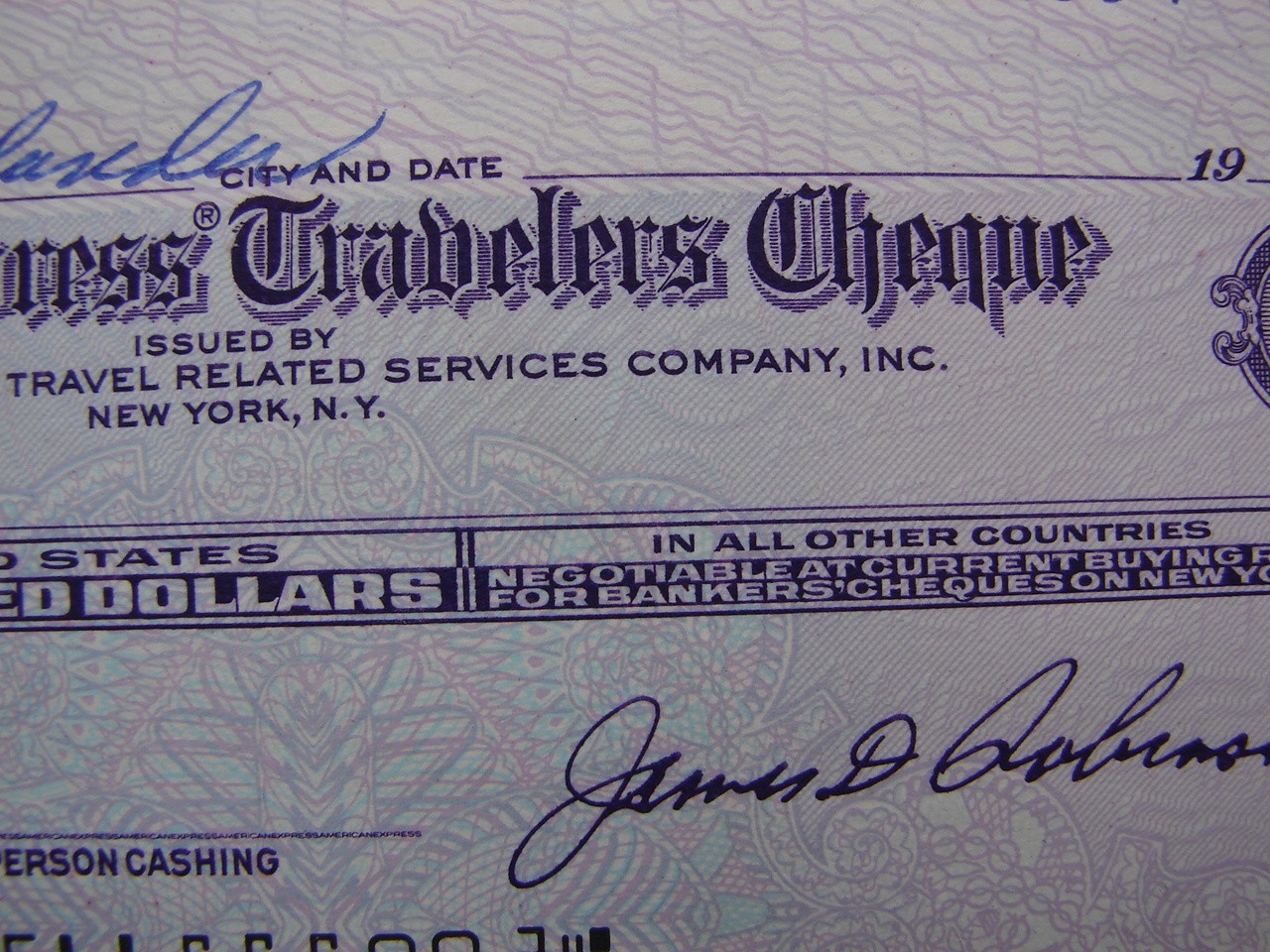 Vintage American Express Travelers Check Cheque $100 US Dollars Unused MINTY 600