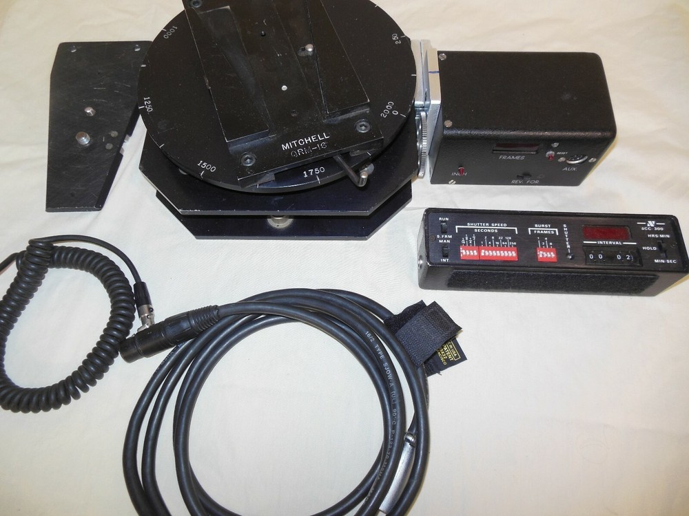 INTERVALOMETER PANNING HEAD NORRIS MOTOR AND CONTROLLER D.C.V MITCHELL ARRI RED
