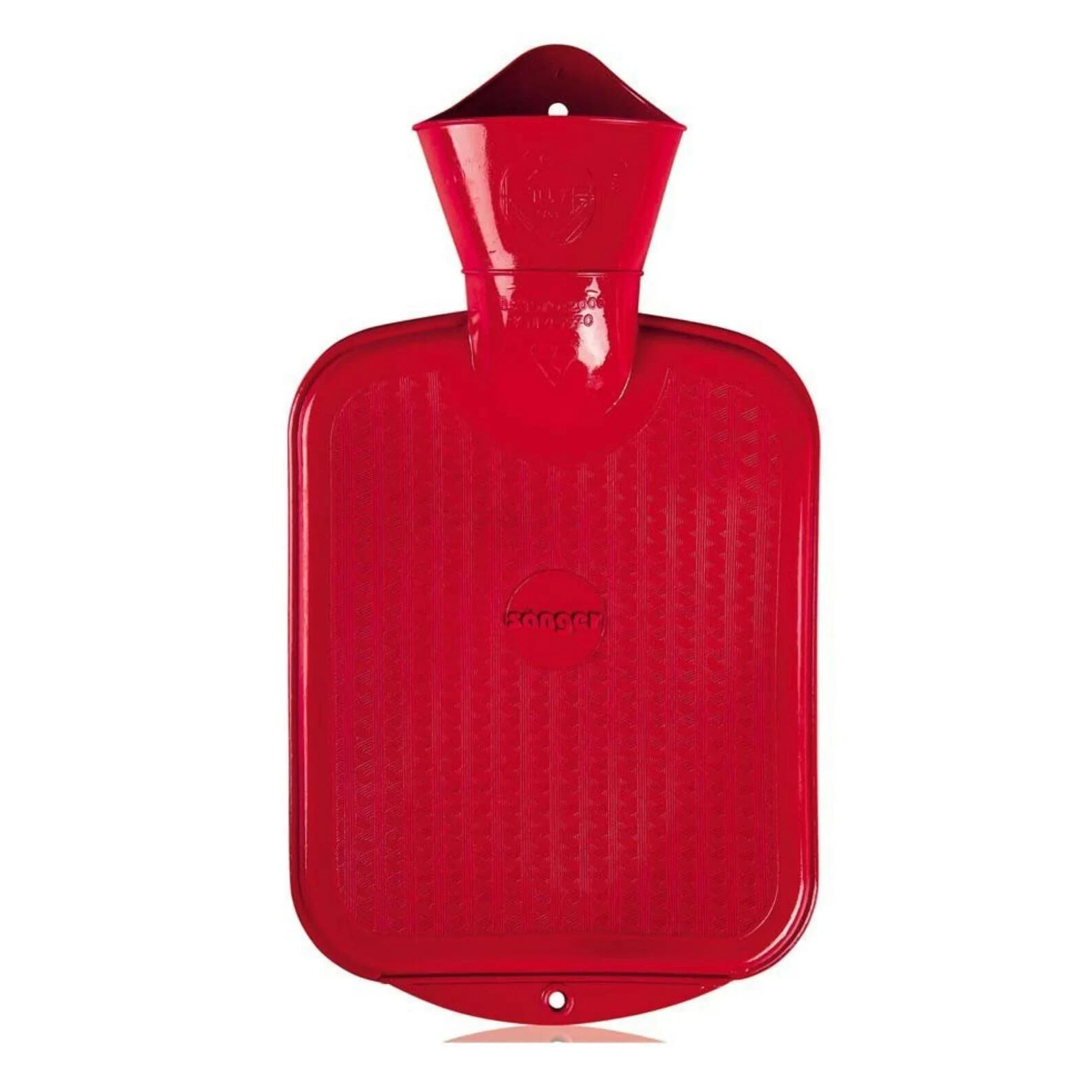 SANGER 0.8 Liter Rubber Hot Water Bottle - Made in Germany (Red)