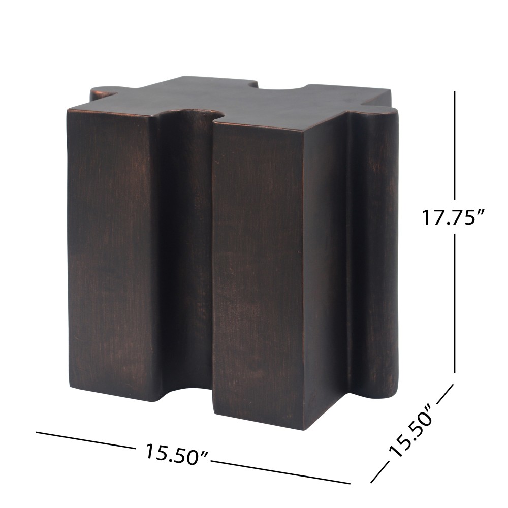 Modular Puzzle Art Side Table, MGO Concave Edge for Indoor & Outdoor, Copper