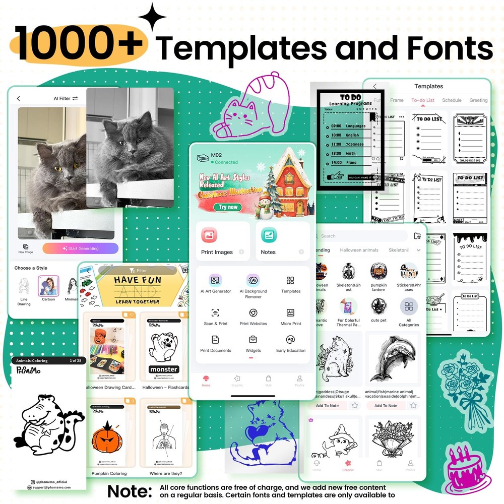 Sticker Printer, Mini Printer Sticker Maker Machine M02, Print Pods Mini Pock...