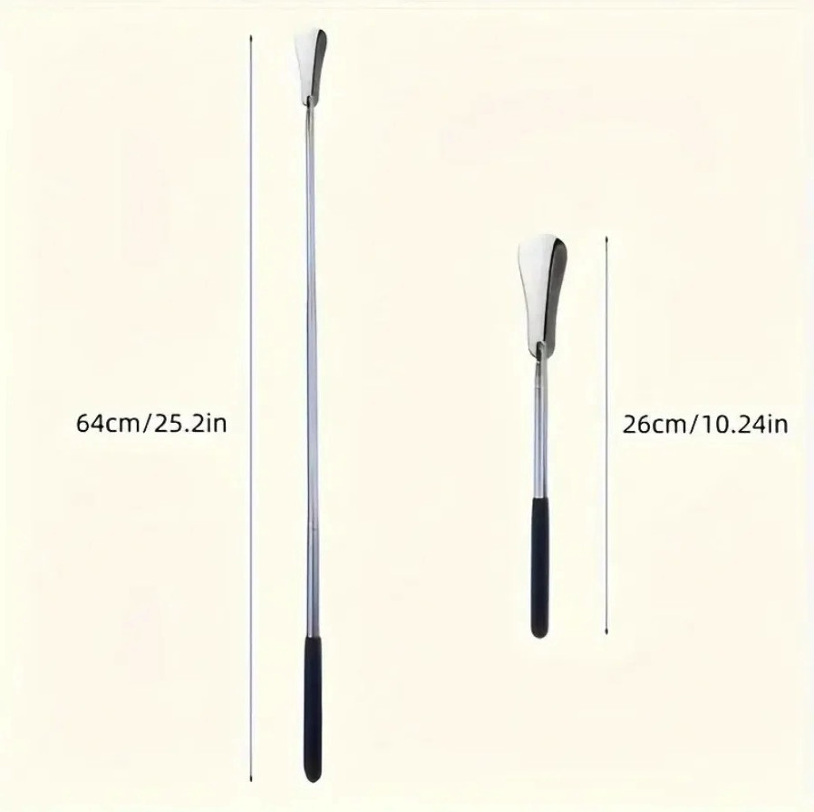 1pc Stainless Steel Retractable Shoe Horn Long Handle Shoe Helper - NEW
