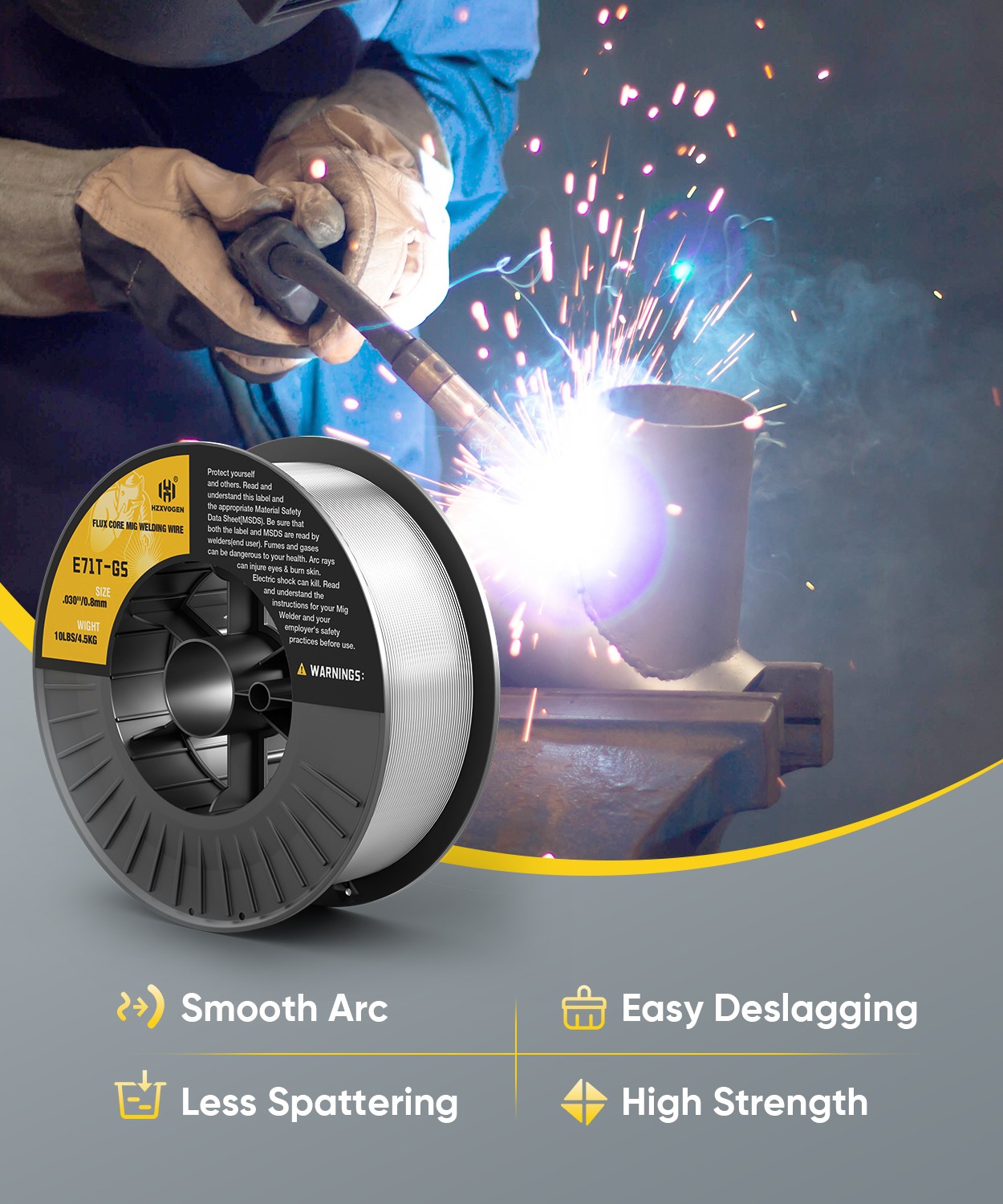 10lbs & 0.030in Flux Core Welding Wire Flux Mig Welder Welding Wire Low Spatter