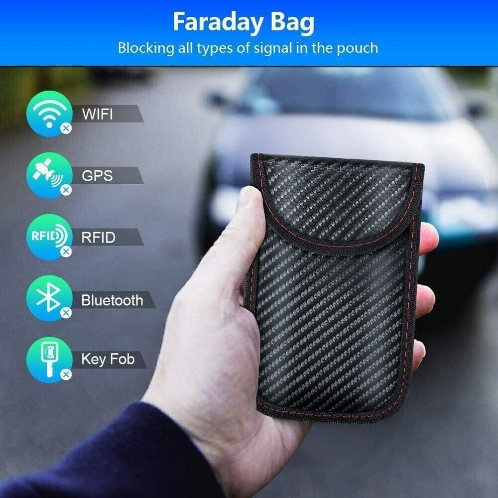 Universal Fit Faraday Signal Blocking Pouch for Keyless Car Entry Security