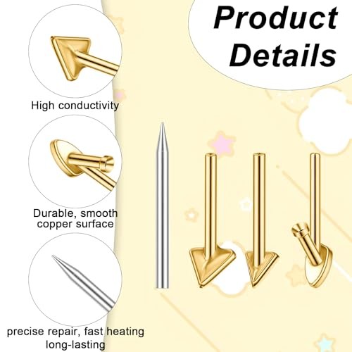 4PCS Copper Plastic Welding Tips Plastic Welder Tips Soldering Iron Tip