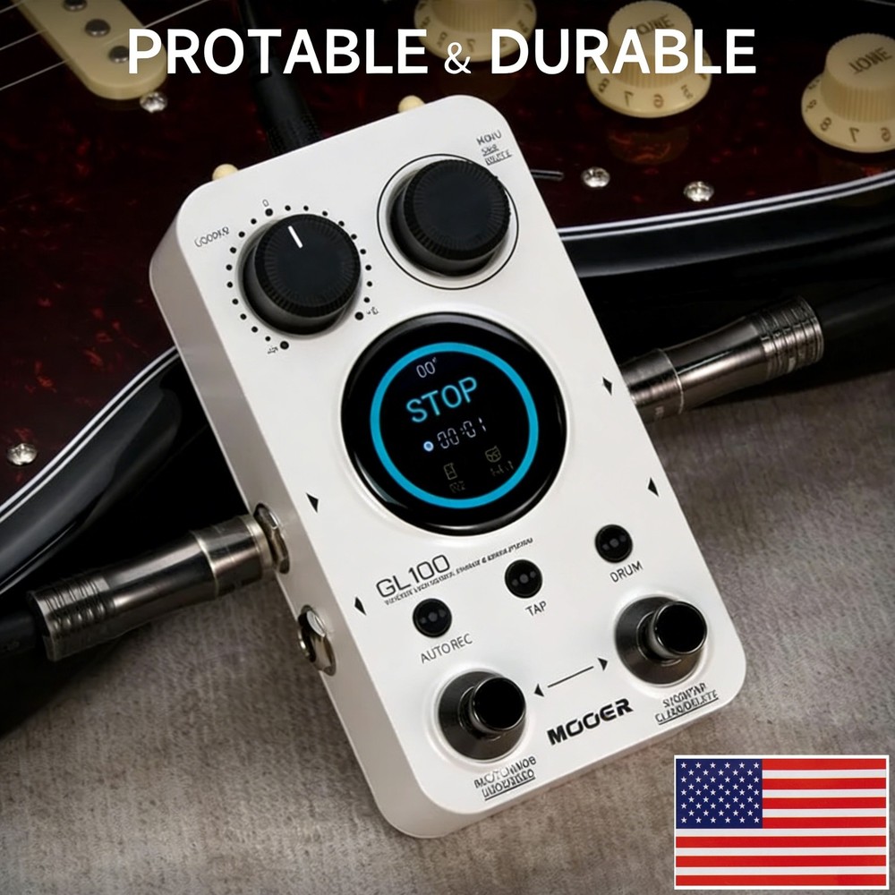 Loop Guitar Pedal Drum Machine Effect Pedal Auto Record 300 Mins w/Touch Screen